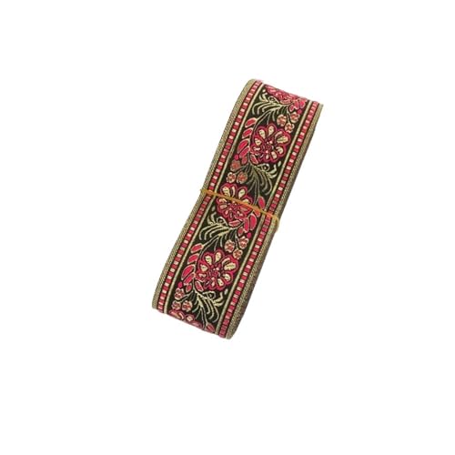 WEITINGKKK Jacquard-Band-Besatz, Polyester-Jacquardband, 5 cm, 10 Yards, mehrfarbig, for Taschen, Hüte, Vorhänge, Bekleidungszubehör(Pink) von WEITINGKKK