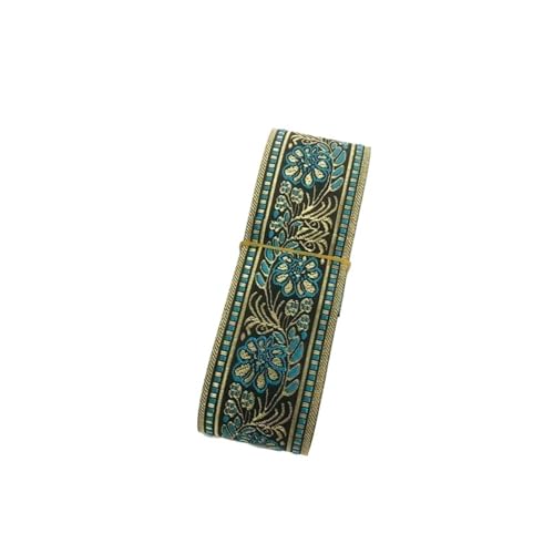 WEITINGKKK Jacquard-Band-Besatz, Polyester-Jacquardband, 5 cm, 10 Yards, mehrfarbig, for Taschen, Hüte, Vorhänge, Bekleidungszubehör(Sky Blue) von WEITINGKKK