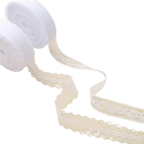 WEITINGKKK Jacquard-Band-Besatz, Spitzenband-Besatz for Aufnähen, dekorativ, weiß, 50 m, 2 Stück von WEITINGKKK