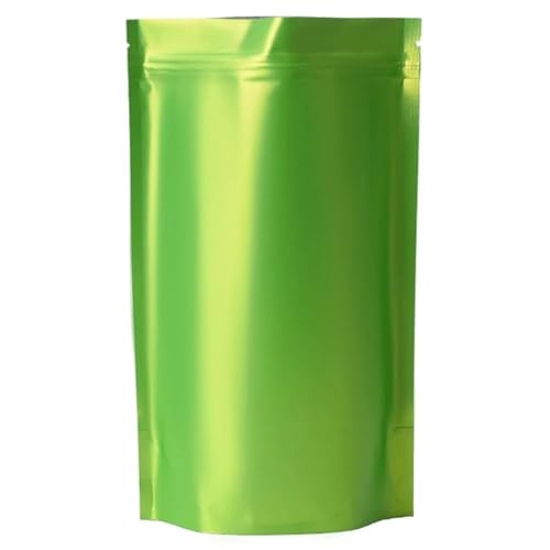 WEITINGKKK Ziplock-Beutel wiederverschließbar, 100 Stück Mylar-Folie Stand Up Zip-Lock Beutel mit Aufreißkerbe Multicolor Mehrere Größen(Green,10x15cm) von WEITINGKKK