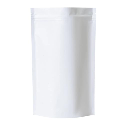 WEITINGKKK Ziplock-Beutel wiederverschließbar, 100 Stück Mylar-Folie Stand Up Zip-Lock Beutel mit Aufreißkerbe Multicolor Mehrere Größen(White,16x24cm) von WEITINGKKK