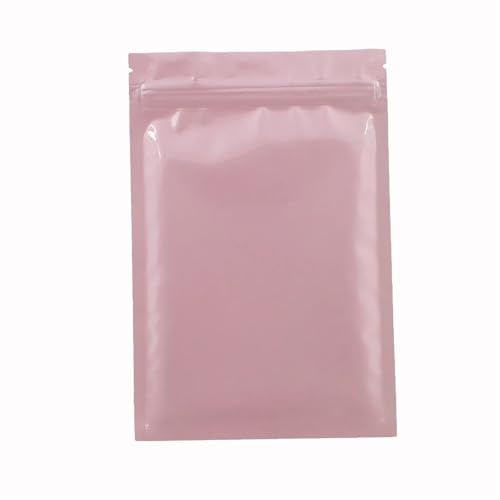 WEITINGKKK Ziplock-Beutel wiederverschließbar, Aluminiumfolie Flat Lock Ziplock Taschen Multicolor Mehrere Größen Packung mit 100(Glossy Pink,15x22cm) von WEITINGKKK