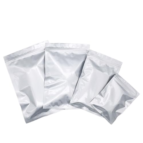 WEITINGKKK Ziplock-Beutel wiederverschließbar, Flachverschlussbeutel, Ziplock-Aluminiumfolie, heißsiegelbare Beutel, 50/100 Stück, mehrere Größen, silberfarben(Silver 100pcs,6x8cm) von WEITINGKKK