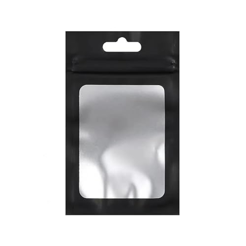 WEITINGKKK Ziplock-Beutel wiederverschließbar, Flachverschlussbeutel aus Aluminiumfolie, 100 Stück, mit Zip-Lock-Fenster, mehrfarbig, mehrere Größen(Black,20X30CM-OTHER) von WEITINGKKK