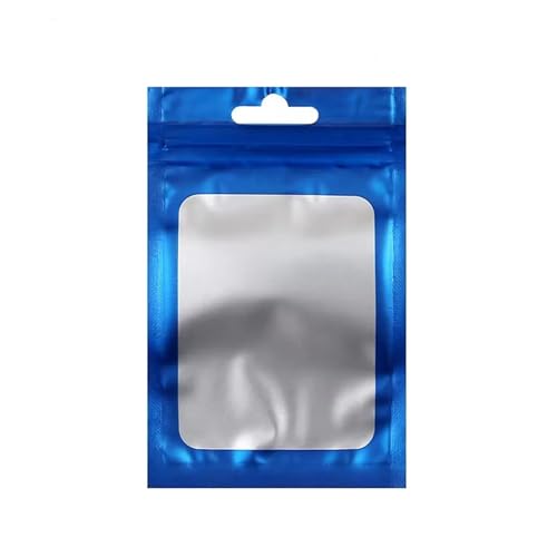 WEITINGKKK Ziplock-Beutel wiederverschließbar, Flachverschlussbeutel aus Aluminiumfolie, 100 Stück, mit Zip-Lock-Fenster, mehrfarbig, mehrere Größen(Blue,7X10CM-OTHER) von WEITINGKKK