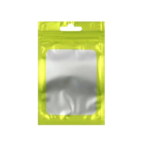 WEITINGKKK Ziplock-Beutel wiederverschließbar, Flachverschlussbeutel aus Aluminiumfolie, 100 Stück, mit Zip-Lock-Fenster, mehrfarbig, mehrere Größen(Green,8X13CM-OTHER) von WEITINGKKK