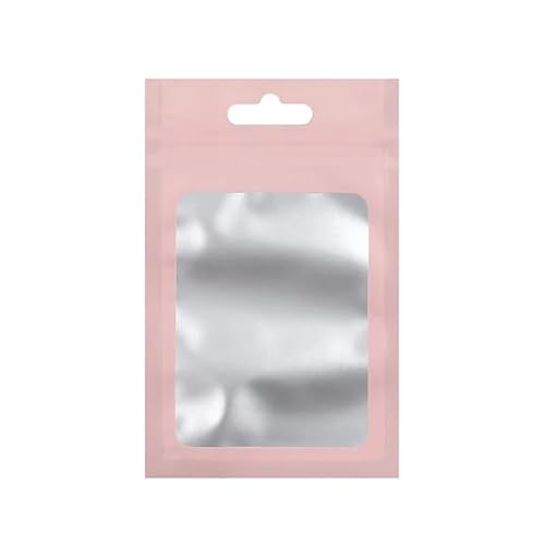WEITINGKKK Ziplock-Beutel wiederverschließbar, Flachverschlussbeutel aus Aluminiumfolie, 100 Stück, mit Zip-Lock-Fenster, mehrfarbig, mehrere Größen(Pink,7X10CM-OTHER) von WEITINGKKK