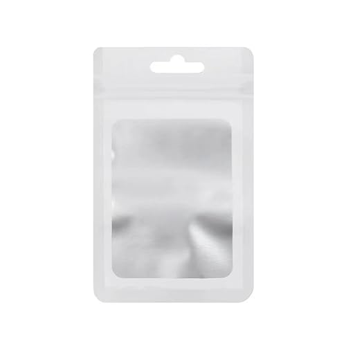 WEITINGKKK Ziplock-Beutel wiederverschließbar, Flachverschlussbeutel aus Aluminiumfolie, 100 Stück, mit Zip-Lock-Fenster, mehrfarbig, mehrere Größen(White,6X10CM-OTHER) von WEITINGKKK