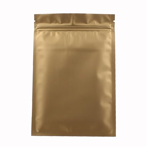 WEITINGKKK Ziplock-Beutel wiederverschließbar, Mylar-Beutel aus Aluminiumfolie, Heißsiegel, Reißverschluss oben, Aufreißkerbe, 100er-Pack, mehrfarbig, mehrere Größen(Matte Gold,10x15cm) von WEITINGKKK