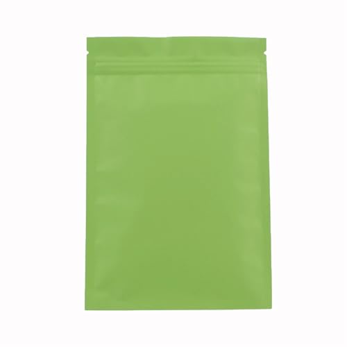 WEITINGKKK Ziplock-Beutel wiederverschließbar, Mylar-Beutel aus Aluminiumfolie, Heißsiegel, Reißverschluss oben, Aufreißkerbe, 100er-Pack, mehrfarbig, mehrere Größen(Matte Green,12x18cm) von WEITINGKKK