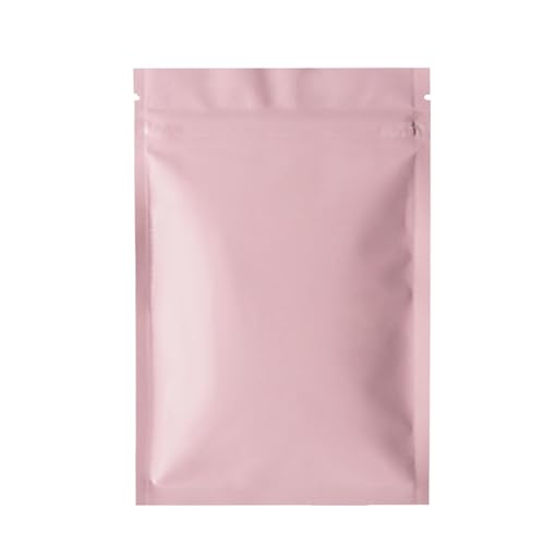 WEITINGKKK Ziplock-Beutel wiederverschließbar, Mylar-Beutel aus Aluminiumfolie, Heißsiegel, Reißverschluss oben, Aufreißkerbe, 100er-Pack, mehrfarbig, mehrere Größen(Matte Pink,8x12cm) von WEITINGKKK