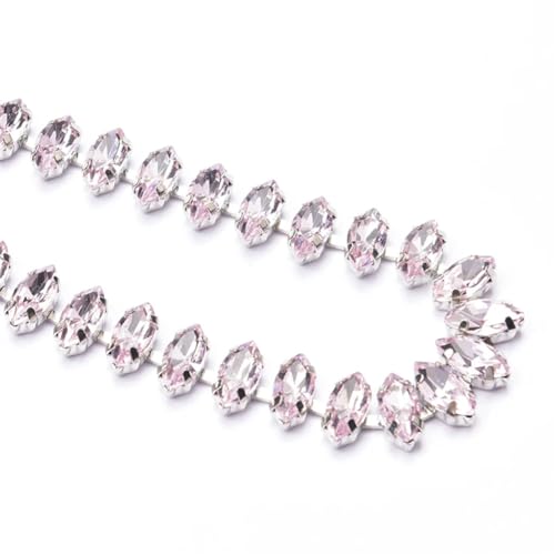 Wasserbohrungen dekorieren, Kristall Strass Blatt Pferd Auge Kette Multicolor Mehrere Größen(Pink,1cm wide#1 yard) von WEITINGKKK