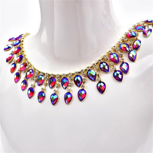 Wasserbohrungen dekorieren, Strass-Quastenkette, mehrfarbig, 3,7 cm Breite, mehrere Größen(Gold,45cm) von WEITINGKKK