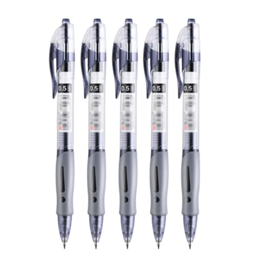 mit einem unruhigen neutralen Stift, 5er-Pack Kugelschreiber Rollerball Gel-Tintenstifte Push-Action 0,5 mm Mehrfarbig for Büro Schule(Black) von WEITINGKKK