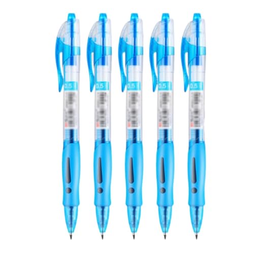 mit einem unruhigen neutralen Stift, 5er-Pack Kugelschreiber Rollerball Gel-Tintenstifte Push-Action 0,5 mm Mehrfarbig for Büro Schule(Blue) von WEITINGKKK