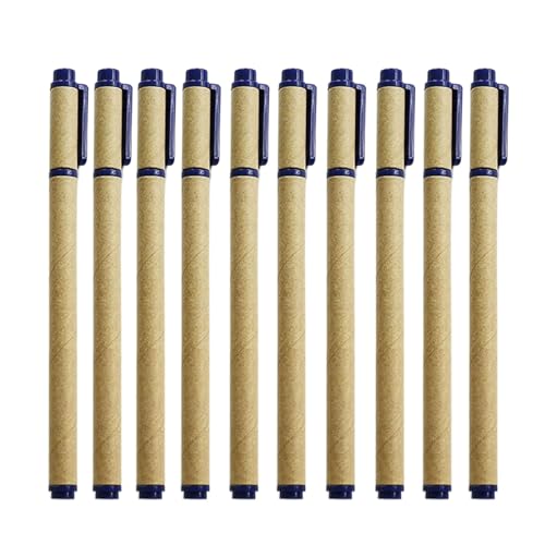 mit einem unruhigen neutralen Stift, Kugelschreiber, 0,5 mm, Rollerball, Geltinte, Kraftpapier, schwarze und blaue Tinte, 10 Stück(Blue10pcs) von WEITINGKKK