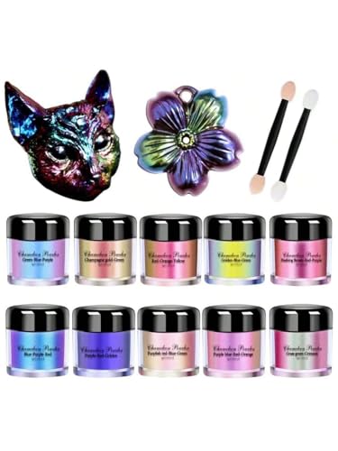 10 Farben Chamäleon Flocke für Nägel, Chameleon mica Powder, Epoxidharz Farbe Bastelfarbstoffharzpulver -Seife Färbeherstellung Farbstoff handgefertigte Handwerksfärbung Nail Art 10 Farben Chamäleon Flocke für Nägel, Chameleon mica Powder, Epoxidharz Farbe Bastelfarbstoffharzpulver -Seife Färbeherstellung Farbstoff handgefertigte Handwerksfärbung Nail Art von WEIYI