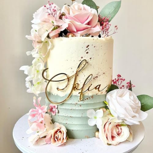 Personalisierter Tortenaufsatz aus Acryl, personalisierbar, für Kuchen, Geburtstag, Babyparty, Hochzeit, Brautparty, Jubiläen (10,2 cm) von WEIYOUDP