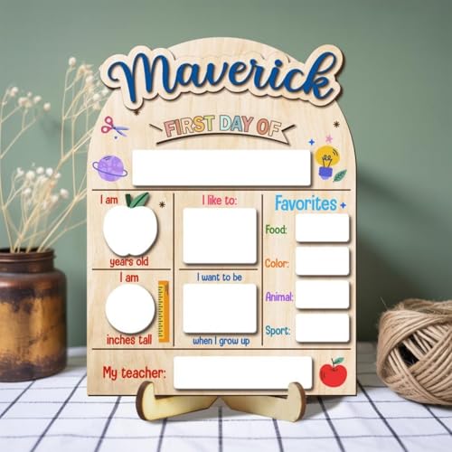 Personalisiertes Schild für den ersten und letzten Schultag, wiederverwendbares Schild für Fotos, wiederverwendbar, trocken abwischbar, personalisierbarer Name, Vorschule, Kindergarten, Kreidetafel von WEIYOUDP