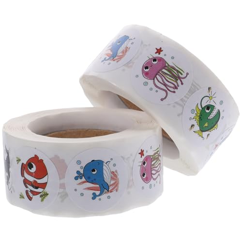 2 Rollen Tiermotivationsaufkleber für Lehrer Selbstklebende Belohnungssticker für Klassenzimmer und Partys Pack mit Attraktiven Meerestier Designs von WEKADRIN