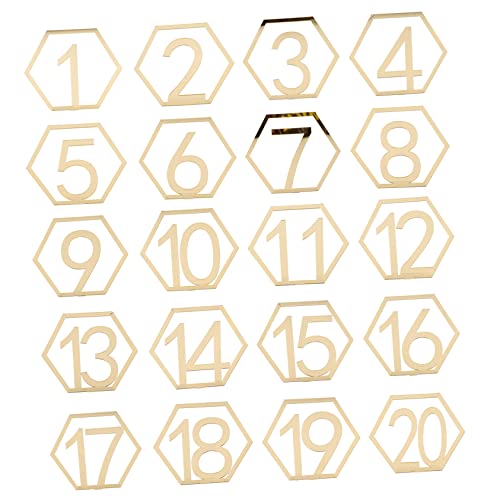 20 Stück Hochzeit Tischnummern Sechseckige Goldene Tischkarten für Hochzeiten Geburtstagsfeiern und Catering Tischdeko für Hochzeitsfeiern und Anlässe von WEKADRIN