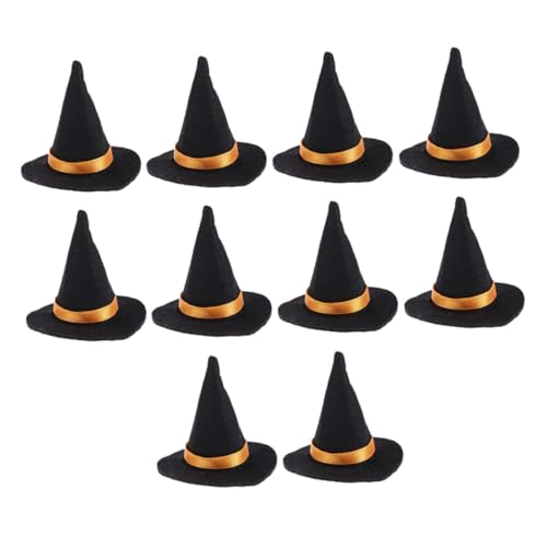 WEKADRIN 10 Stück Teiliges Filz Hexenhüte Weinflaschen Deko Halloween Party Flaschenschmuck Schwarz Handgefertigt für Festliche Tischdekoration und Halloween Feier von WEKADRIN