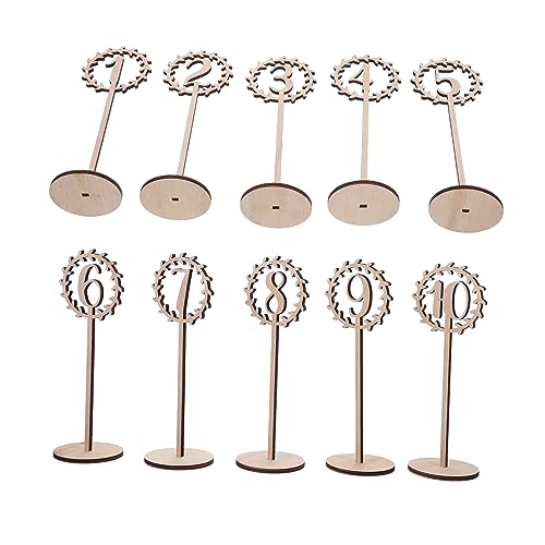 WEKADRIN 10 Stück Teiliges Holzzahlen Tischkarten Hochzeit Rustikale Holznummern mit Hohlem Design Leichte Langlebige Tischdekoration für Hochzeitsfeier Bankett Geburtstag und Party von WEKADRIN