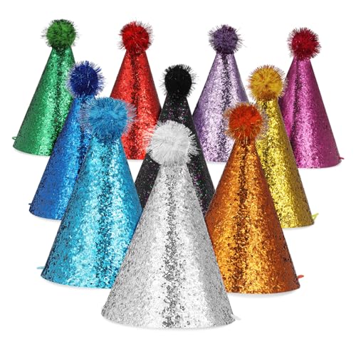 WEKADRIN 10 Stück Teiliges Partyhüte Bunte Geburtstagskegel Hüte aus Polyester Verstellbar und Leichte Kegelhüte mit Bommel für Erwachsene Hunde und Katzen WEKADRIN 10 Stück Teiliges Partyhüte Bunte Geburtstagskegel Hüte aus Polyester Verstellbar und Leichte Kegelhüte mit Bommel für Erwachsene Hunde und Katzen von WEKADRIN