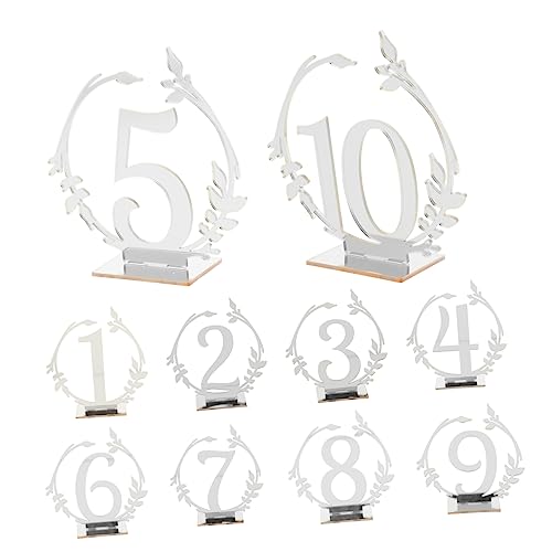 WEKADRIN 10 Stück Tisch Nummernschild Gold Inhaber Modern Hochzeitsnummern Für Tische Luxus Karte Blumen- Verkaufsstand Neon Runden Hochzeitsnummernschilder Wünschen Dekoration Silver Acryl von WEKADRIN