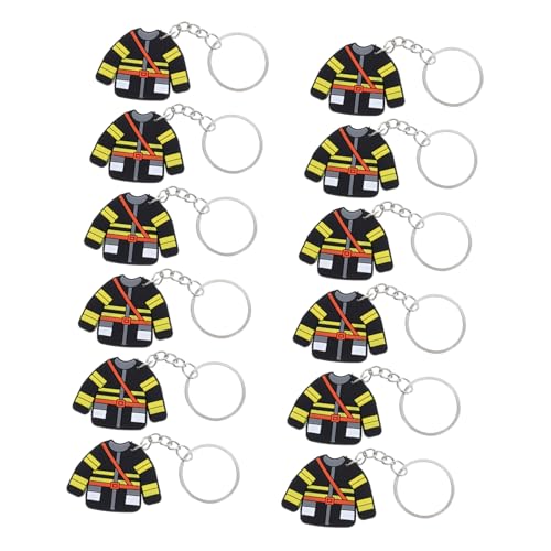 WEKADRIN 12 Stück Schlüsselanhänger in Feuerwehruniform, Coole Feuerwehr-partygeschenke, Schlüsselanhänger, Partyanhänger Zum Thema Feuerwehrkleidung, Schlüsselanhänger von WEKADRIN