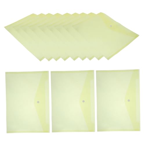 WEKADRIN 12 Stück Teiliges Dokumentenmappe Gelb Transparenter Organizer mit Druckknopf Wasserfest und Reißfest Praktische Sammelmappe für Sichere Aufbewahrung und Transport Wichtiger von WEKADRIN