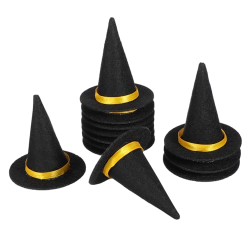 WEKADRIN 12 Stück Teiliges Halloween Mini Hexenhut für Weinflaschen Dekorative Party Deko Stabile Schwarze Flaschenabdeckungen als Festliches Fotoaccessoire und Halloween Partydekoration von WEKADRIN