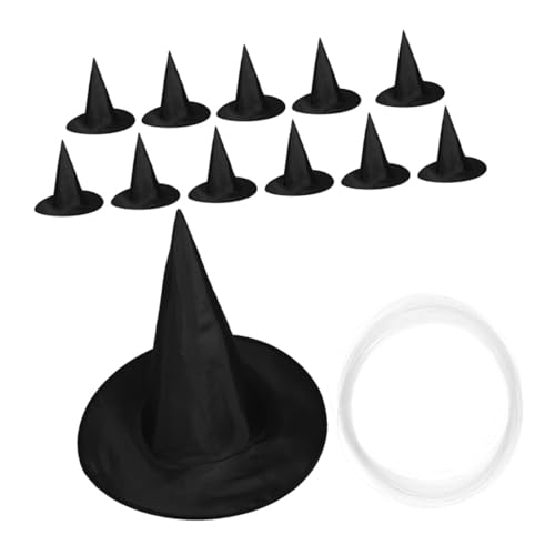 WEKADRIN 12 Stück Teiliges Kleine Schwarze Hexenhüte Hängend Halloween Party Deko Hexenhut Kostüm Zubehör für Garten Terrasse Decke von WEKADRIN