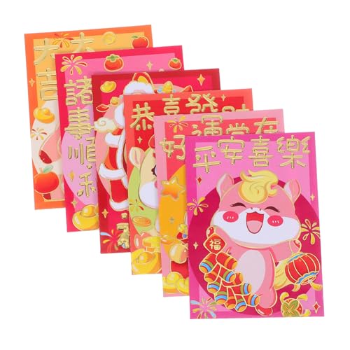 WEKADRIN 120 Stück Rote Umschläge Karton Pferde Motiv Rote Geldumschläge für Chinesisches Neujahr Langlebige Asiatische Hongbao für Bargeldgeschenke und Grußkarten von WEKADRIN