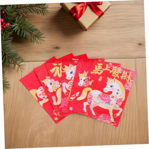 WEKADRIN 120 Stück Rote Umschläge Pferd Motiv Chinesische Neujahrsumschläge Großes Fassungsvermögen Lebendige Farben Für Frühlingsfest Hochzeit Geschenkumschläge von WEKADRIN