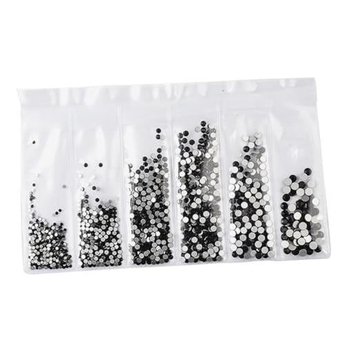 WEKADRIN 1364 Stück Teiliges Nail Art Strassstein Schwarz Flache Glassteine für DIY Manicures Langlebige Nageldekorationen Geeignet für Professionelle und Private Anwendung bei Damen von WEKADRIN