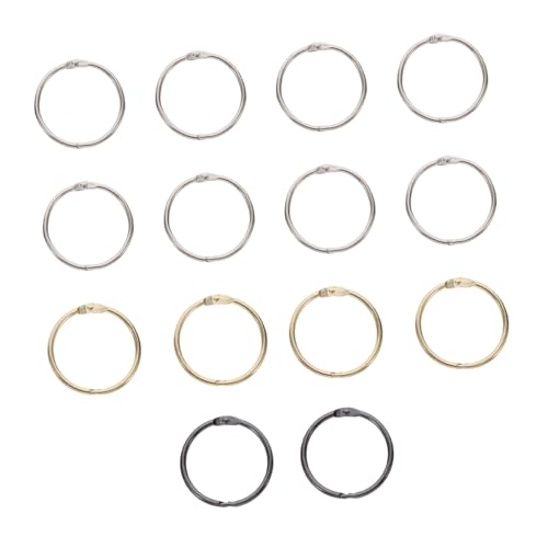 WEKADRIN 14 Stück Teiliges Metall Binder Ringe Öffnung Buchring Heftring Loseblatt Ringordner Zubehör in Gold Silber Schwarz für Schule Büro Scrapbook von WEKADRIN