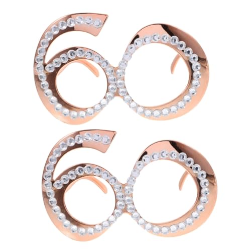 WEKADRIN 2 Paare Zahlenbrille mit Glitzer und Strass Leichte Kunststofffassung Sichere Kanten Stylische Partybrille für Geburtstagsdeko und Fotorequisiten Einzigartiges für Damen und Herren von WEKADRIN