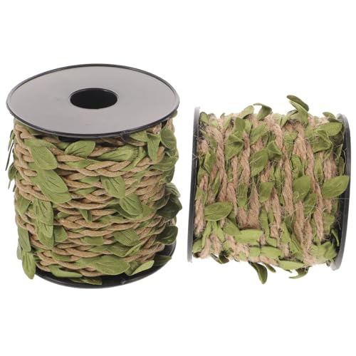 WEKADRIN 2 Rollen Dekoratives Bastelseil mit Künstlichen Blättern Robustes Juteseil für Geschenkverpackung DIY Blätterranke Naturgetreues Bastelmaterial für Wohn und Feiertagsdeko von WEKADRIN