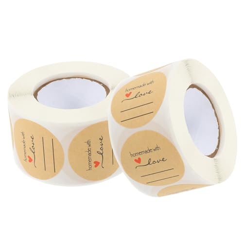 WEKADRIN 2 Rollen Handgemachte Runde Aufkleber Selbstklebende Etiketten für DIY Backwaren Vielseitige Bastelsticker für Kleine Unternehmen und Verpackungsdekoration WEKADRIN 2 Rollen Handgemachte Runde Aufkleber Selbstklebende Etiketten für DIY Backwaren Vielseitige Bastelsticker für Kleine Unternehmen und Verpackungsdekoration von WEKADRIN