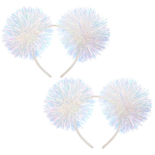 WEKADRIN 2 STÜCK Haarreif Weiß mit Glitzernden Tinsel Pompons Sanft und Bequem Festlicher Kopfschmuck für Party Festival Karneval und Cosplay Attraktives Accessoire für Mädchen von WEKADRIN