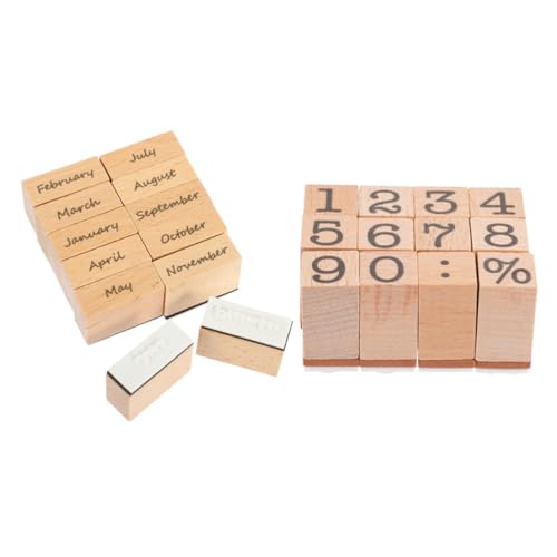 WEKADRIN 2 Sätze Holzstempel Monats Zahlenmotive Langlebig und Praktisch für DIY Tagebuch Scrapbooking Briefgestaltung und Bastelarbeiten WEKADRIN 2 Sätze Holzstempel Monats Zahlenmotive Langlebig und Praktisch für DIY Tagebuch Scrapbooking Briefgestaltung und Bastelarbeiten von WEKADRIN