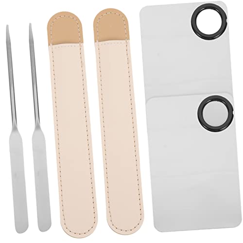 WEKADRIN 2 Sätze Kosmetik Mischpalette Teiliges aus mit Make Up Spatel und Lederetui Langlebig Leicht zu Reinigen Ergonomisch für Professionelle Maniküre und Beauty Salon Geeignet von WEKADRIN