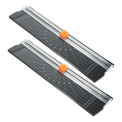 WEKADRIN 2 Stück Papierschneider Mini Faltschneidegerät mit Lineal Präziser Leichter Papiertrimmer für Scrapbooking Basteln Fotos und Etiketten Sicherer Klappschutz Schwarz von WEKADRIN