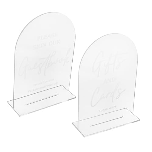 WEKADRIN 2 Stück Teiliges Hochzeitstischschild Transparente Bogenform Kratzfest Wiederverwendbar Stilvolle Gästebuchkartenhalter für Hochzeit Empfang Feier Vielseitige Tischdekoration von WEKADRIN