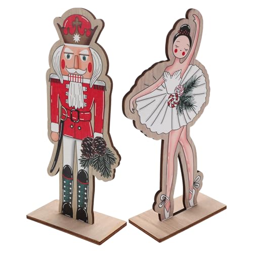 WEKADRIN 2 Stück Teiliges Holz-nussknacker Figuren Kleine Weihnachtsdekoration mit König und Prinzessin Robuste Holzfiguren als Festliches Highlight für Wohnzimmer Schlafzimmer und von WEKADRIN