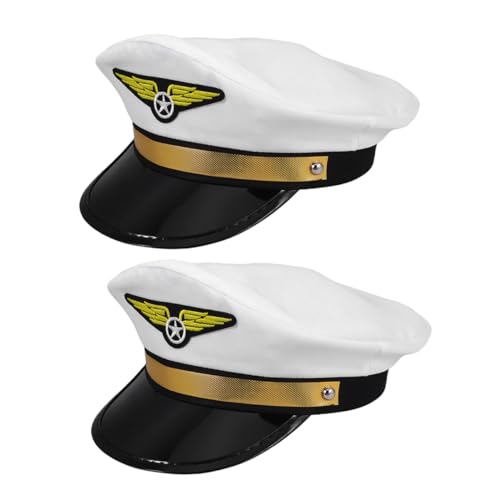 WEKADRIN 2 Stück Verstellbare Airline Pilot Kostüm Mütze Weiß Verkleidungshut für Erwachsene Masquerade Zubehör für Halloween Karneval Bühnenauftritte und Themenpartys WEKADRIN 2 Stück Verstellbare Airline Pilot Kostüm Mütze Weiß Verkleidungshut für Erwachsene Masquerade Zubehör für Halloween Karneval Bühnenauftritte und Themenpartys von WEKADRIN