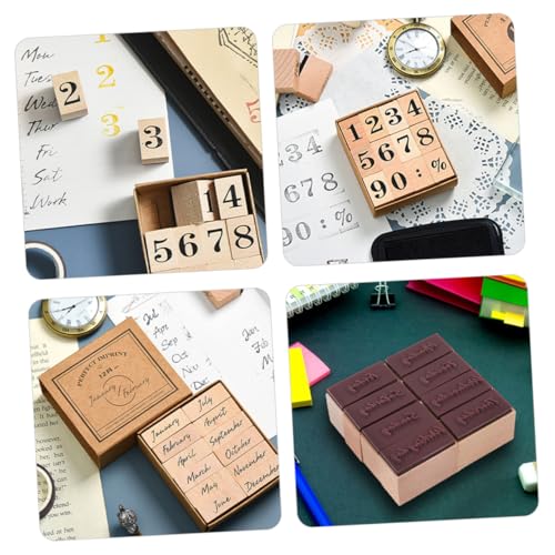 WEKADRIN 24 Stück Teiliges Holzstempel Monatszahlen und Zahlenmotiv Klare Abdrucke für DIY Scrapbooking Tagebuchgestaltung Kartengestaltung und Schulprojekte von WEKADRIN