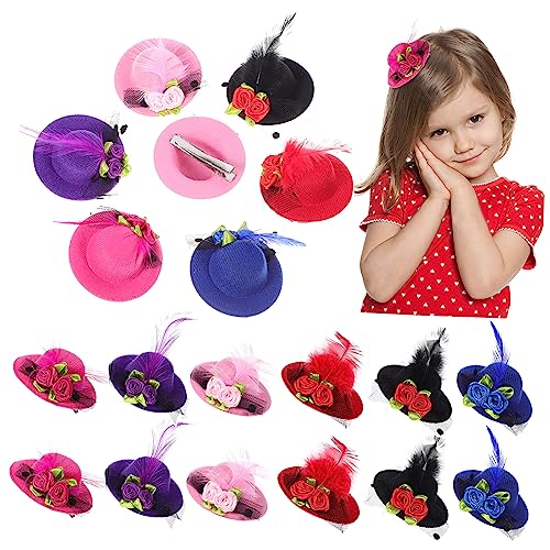 WEKADRIN 24 Stück Teiliges Mini Fascinator Hüte mit Netzschleier und Blumenribbon Bunte Kleine Haarklammern Kopfbedeckung für Geburtstagsfeiern Hochzeiten Teepartys und Tanzveranstaltungen von WEKADRIN