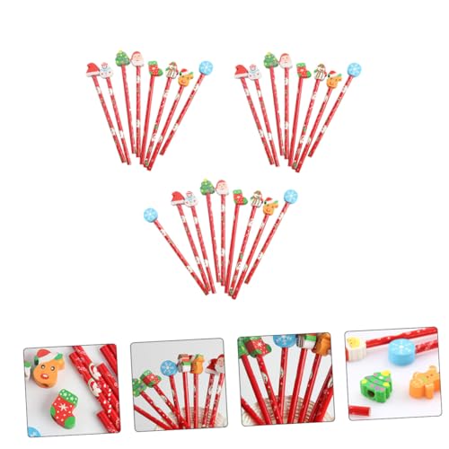 WEKADRIN 25 Stück Teiliges Weihnachts-bleistiftset mit Radiergummi für Bunte Holzstifte für Schule Party und Kreative Schreibfreude Glattes Schreiben und Einfaches Radieren von WEKADRIN